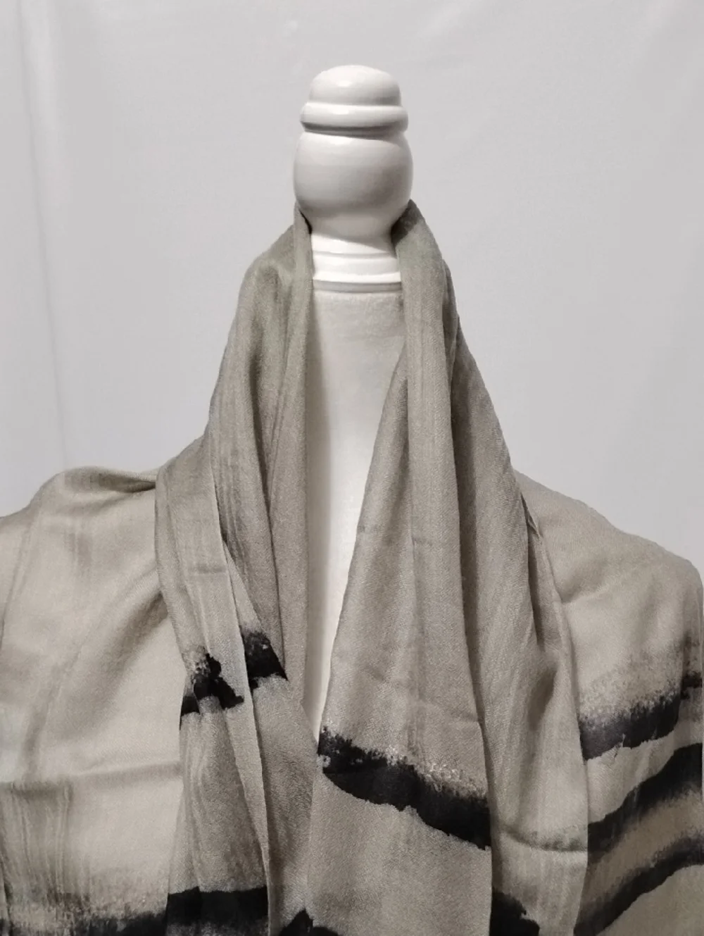 Simply Vera Vera Wang Black and Gray Striped‎ Lightweight Scarf